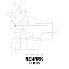 Newark Illinois. US street map with black and white lines.