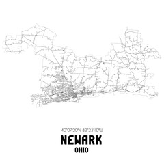Fototapeta premium Newark Ohio. US street map with black and white lines.