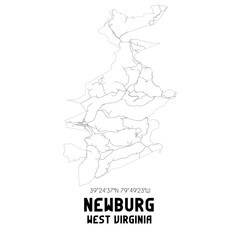Newburg West Virginia. US street map with black and white lines.