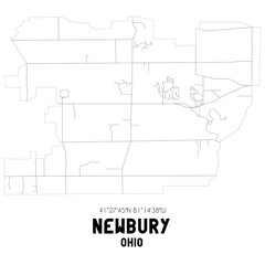 Newbury Ohio. US street map with black and white lines.