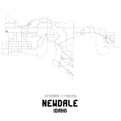 Newdale Idaho. US street map with black and white lines.
