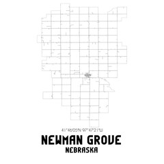 Newman Grove Nebraska. US street map with black and white lines.