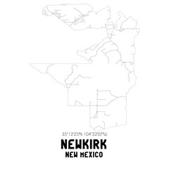Newkirk New Mexico. US street map with black and white lines.