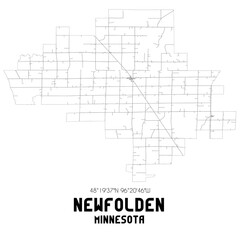 Newfolden Minnesota. US street map with black and white lines.
