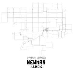 Newman Illinois. US street map with black and white lines.