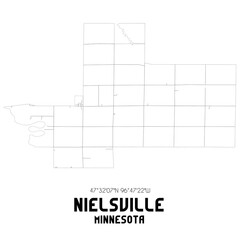 Nielsville Minnesota. US street map with black and white lines.
