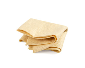 Fototapeta na wymiar Bamboo Cleaning Cloth in Hand Isolated, Wipe Beige Rag, Biodegradable Cleaning Towel