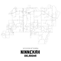 Ninnekah Oklahoma. US street map with black and white lines.