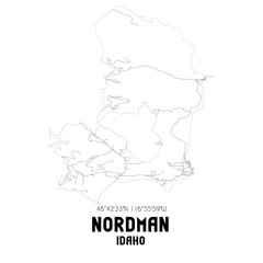 Nordman Idaho. US street map with black and white lines.