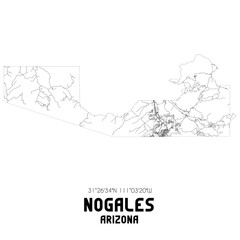 Nogales Arizona. US street map with black and white lines.