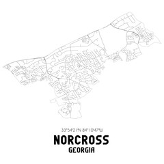 Norcross Georgia. US street map with black and white lines.