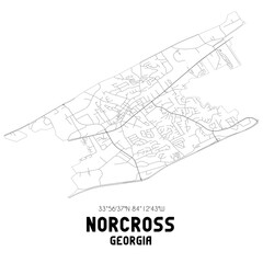 Norcross Georgia. US street map with black and white lines. - obrazy, fototapety, plakaty