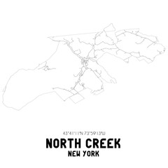 Obraz premium North Creek New York. US street map with black and white lines.