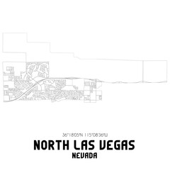 North Las Vegas Nevada. US street map with black and white lines.