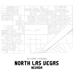 North Las Vegas Nevada. US street map with black and white lines.