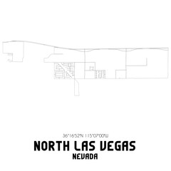 North Las Vegas Nevada. US street map with black and white lines.