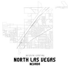 North Las Vegas Nevada. US street map with black and white lines.