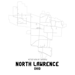 North Lawrence Ohio. US street map with black and white lines.