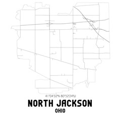 North Jackson Ohio. US street map with black and white lines.