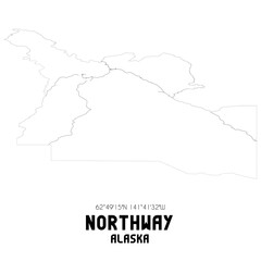 Northway Alaska. US street map with black and white lines.