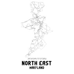 Fototapeta premium North East Maryland. US street map with black and white lines.