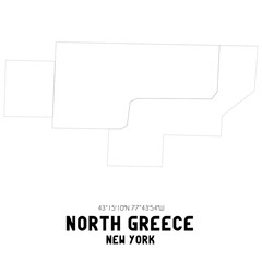 North Greece New York. US street map with black and white lines.