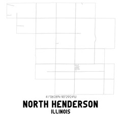 North Henderson Illinois. US street map with black and white lines.