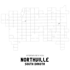 Northville South Dakota. US street map with black and white lines.