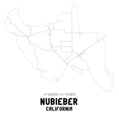 Fototapeta premium Nubieber California. US street map with black and white lines.