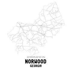 Norwood Georgia. US street map with black and white lines.