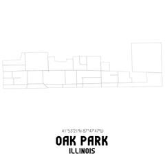 Oak Park Illinois. US street map with black and white lines.