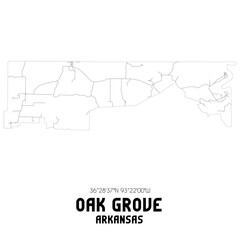 Oak Grove Arkansas. US street map with black and white lines.
