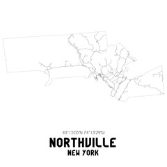 Northville New York. US street map with black and white lines.