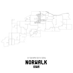 Norwalk Iowa. US street map with black and white lines.
