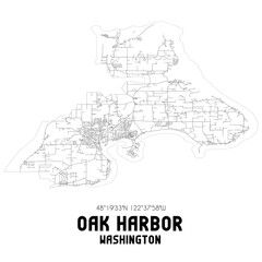 Fototapeta na wymiar Oak Harbor Washington. US street map with black and white lines.