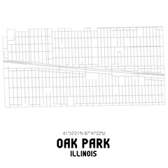 Oak Park Illinois. US street map with black and white lines.