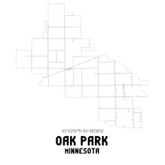 Oak Park Minnesota. US street map with black and white lines.