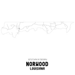 Norwood Louisiana. US street map with black and white lines.