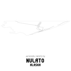 Nulato Alaska. US street map with black and white lines.