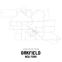 Oakfield New York. US street map with black and white lines.