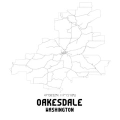 Oakesdale Washington. US street map with black and white lines.