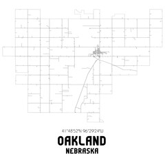 Oakland Nebraska. US street map with black and white lines.