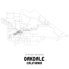 Obraz premium Oakdale California. US street map with black and white lines.
