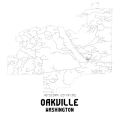 Oakville Washington. US street map with black and white lines.