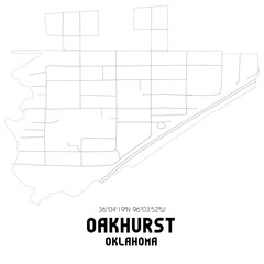 Oakhurst Oklahoma. US street map with black and white lines.