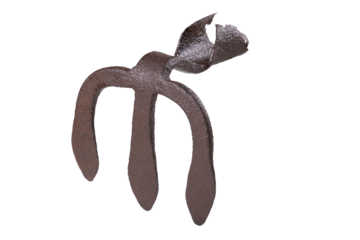 Old rusty tool for garden and field work on an isolated background.