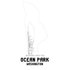 Ocean Park Washington. US street map with black and white lines.