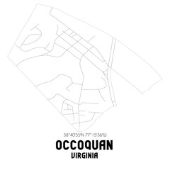 Occoquan Virginia. US street map with black and white lines.