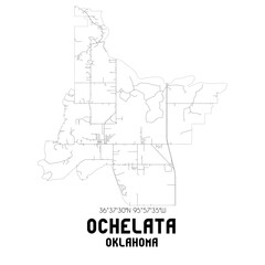Ochelata Oklahoma. US street map with black and white lines.