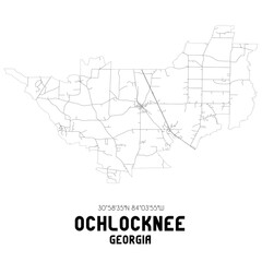 Ochlocknee Georgia. US street map with black and white lines.